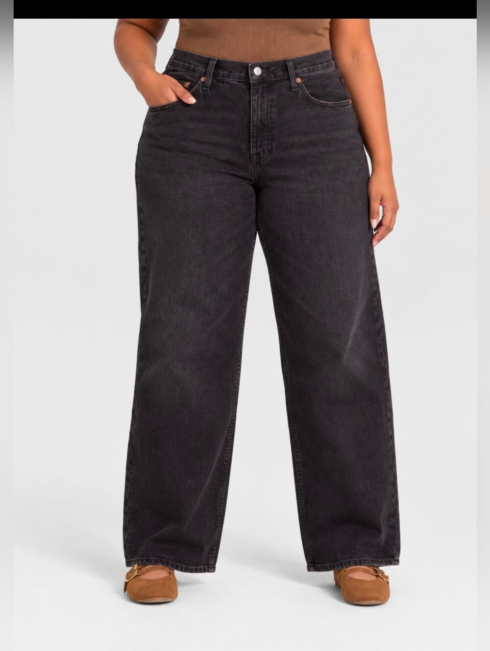 Universal Thread Women's Mid-Rise 90's Baggy Denim Jeans Washed Black Size 16